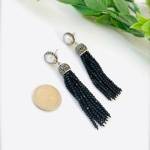 NWOT Sparkly Black Earrings new coin pearl elegant formal prom party